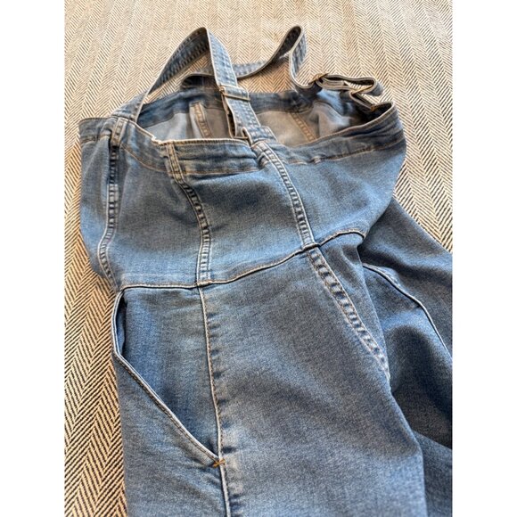 H&M Divided Stretch Denim Button-Front Overall Dress With Pockets US Size 6 - Picture 4 of 6